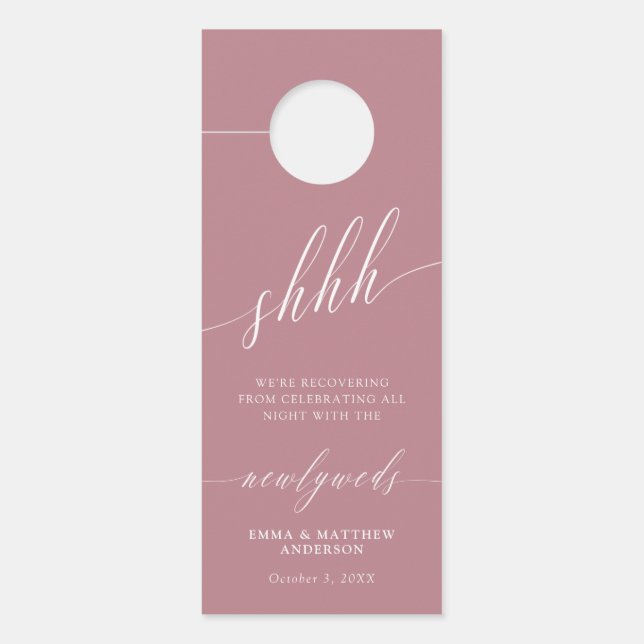 Affichette De Porte Shhh Rose Blanc Ne Dérangez Pas Mariage (Devant)