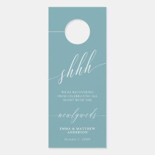 Affichette De Porte Shhhh Turquoise blanc Ne dérangez pas Mariage