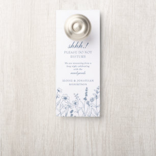 Affichette De Porte Simple Fleur sauvage bleu minimaliste Ne pas déran
