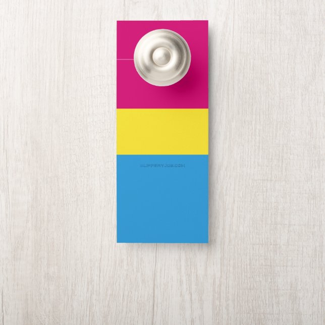 Affichette De Porte SlipperyJoe pansexuel drapeau de la fierté rose am (Sur le bouton)