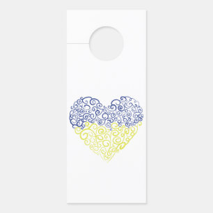 Affichette De Porte Spiral tourbillons mehandi coeur drapeau ukrainien