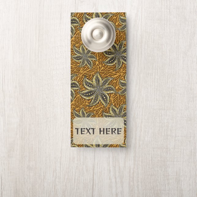 Affichette De Porte Style Batik Floral Abstrait africain (Sur le bouton)