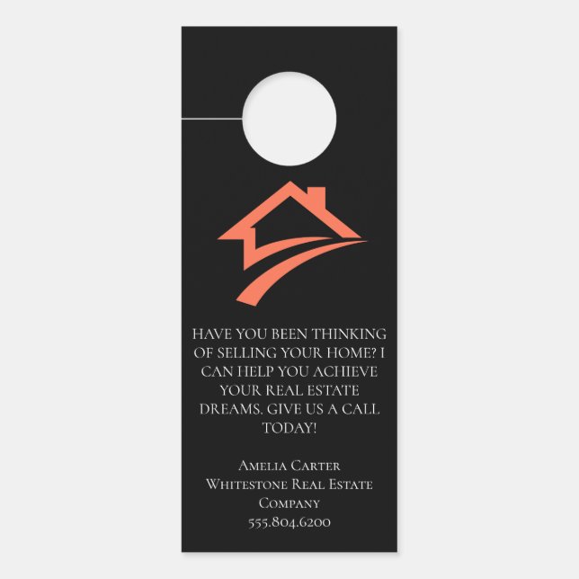 Affichette De Porte Stylish Unique Black Real Estate Agent (Devant)