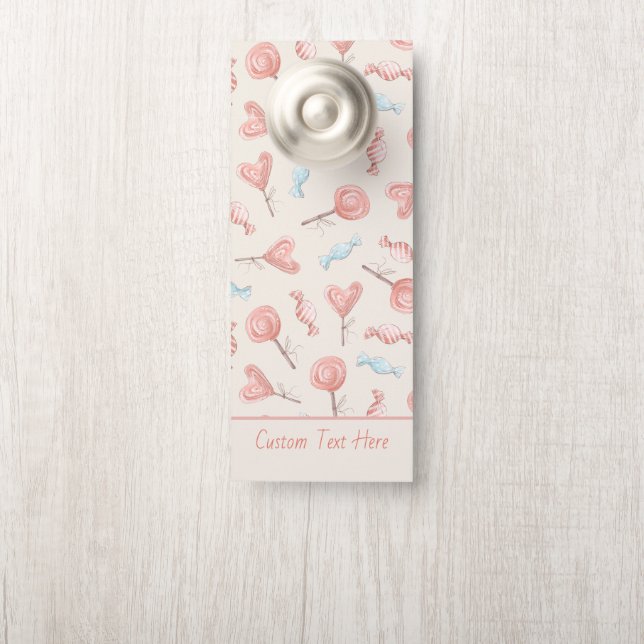 Affichette De Porte Sucré Joli bonbon rose Lollipops mignonne (Sur le bouton)
