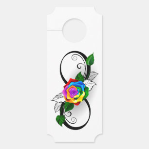Affichette De Porte Symbole d'infini avec rose arc-en-ciel