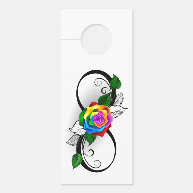 Affichette De Porte Symbole d'infini avec Rose arc-en-ciel (Devant)