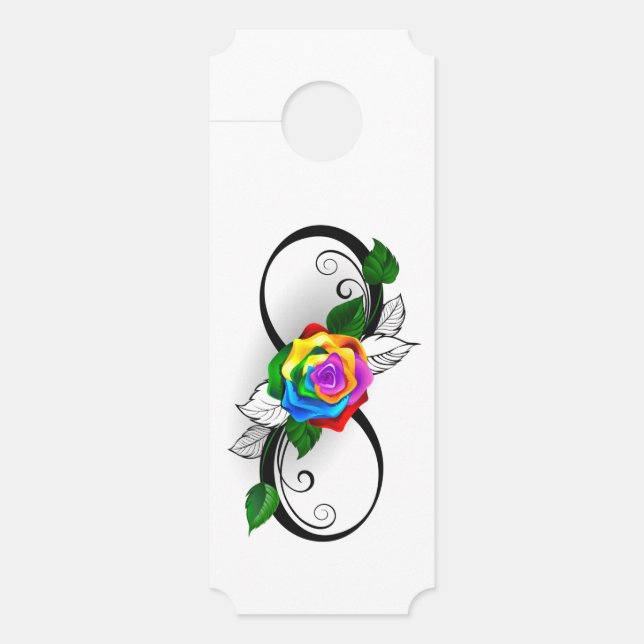 Affichette De Porte Symbole d'infini avec Rose arc-en-ciel (Devant)