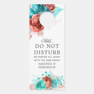 Affichette De Porte Symbole Turquoise et Corail Mariage ne pas dérange