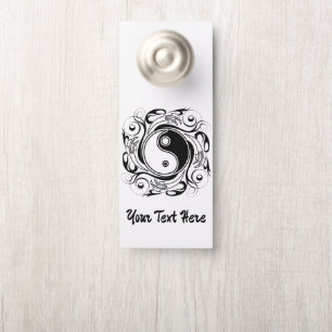 Affichette De Porte Symbole Yin & Yang Tatouage Noir et Blanc