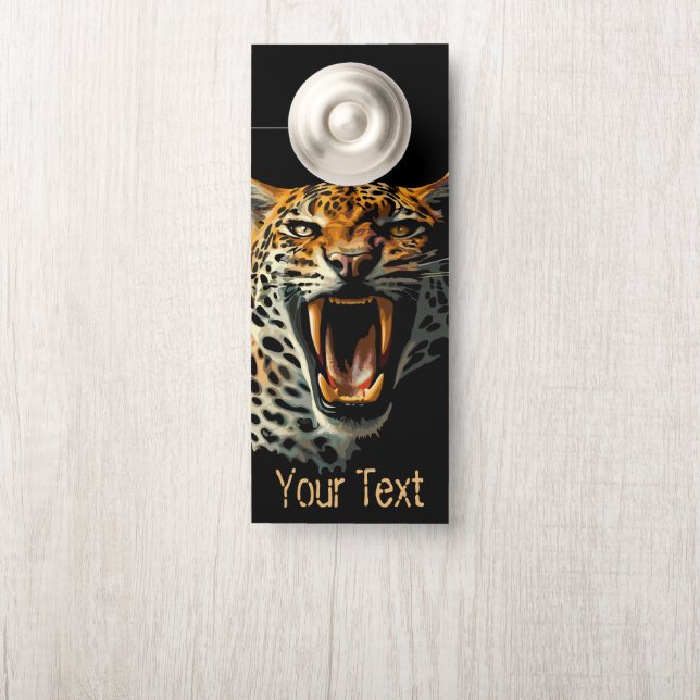 Affichette De Porte Tête d'attaque du léopard (Sur le bouton)