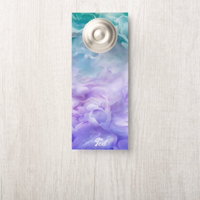 Affichette De Porte Tourbillon de nuage bleu et violet (Sur le bouton)