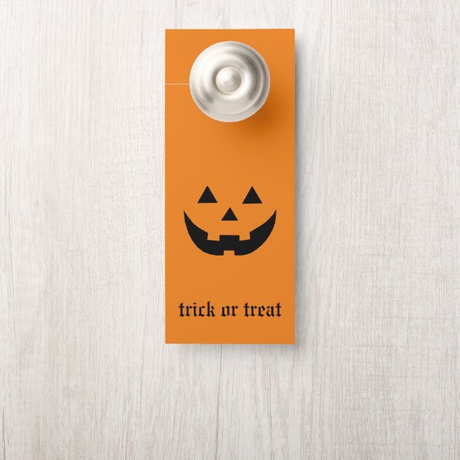 Affichette De Porte Tracer ou traiter orange Jack-o'-lantern Halloween (Sur le bouton)