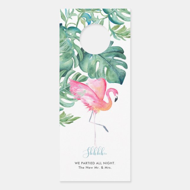 Affichette De Porte Tropical Ne Dérangez Pas Le Flamant rose Rose (Devant)