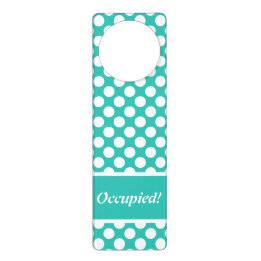 Affichette De Porte Turquoise Classique & Blanche Occupé à pois