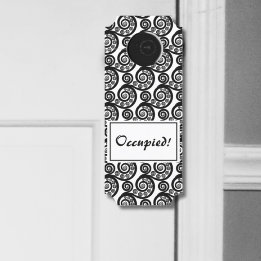 Affichette De Porte Vintage feuille de fougère botanique noire et blan