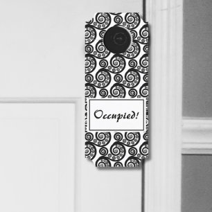 Affichette De Porte Vintage feuille de fougère botanique noire et blan