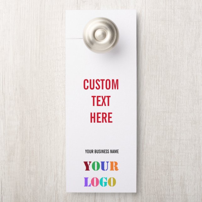 Affichette De Porte Votre logo d'entreprise Nom Texte personnalisé por (Sur le bouton)