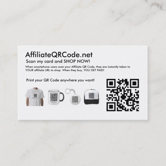 Affiliate QR Code Business Cards (Front)