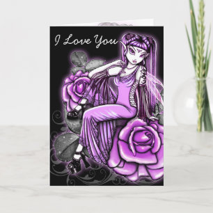 "Affinity" Pink Rose Fairy Art Avery Card