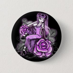 "Affinity" Pink Valentines Day Rose Fae Button