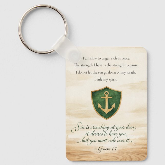 Affirmation for Anger - Calmness Bible Verse Keychain (Front)