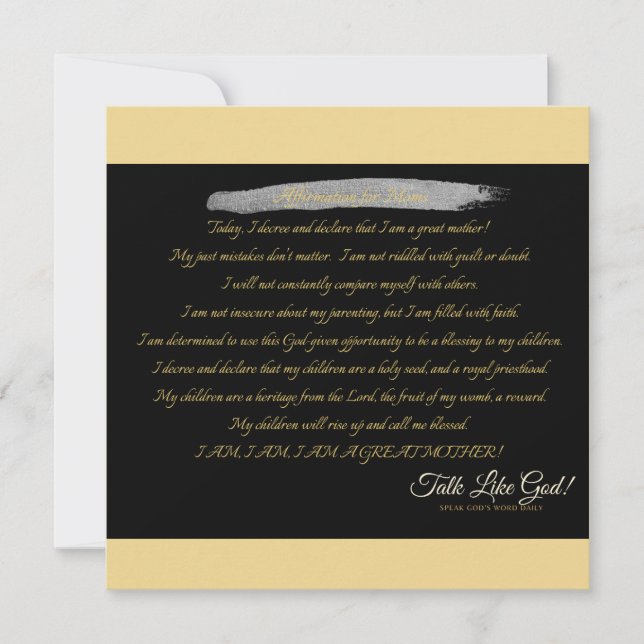 Affirmation for Moms - single note Card (Front)