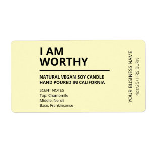 Affirmation minimaliste bougie jaune Étiquette