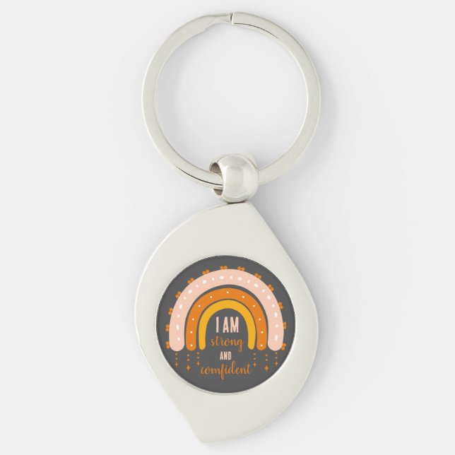 AFFIRMATION QUOTE CLASSIC RAINBOW BOHO COLOR METAL KEYCHAIN (Front)