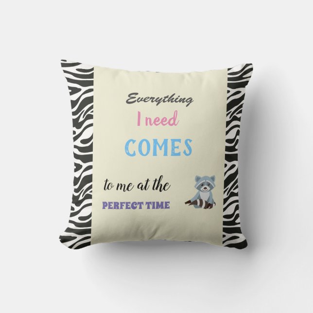 Affirmation raccoon throw pillow (Front)