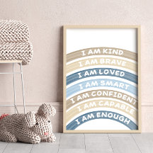 Affirmation Rainbow Poster Brown&Navy