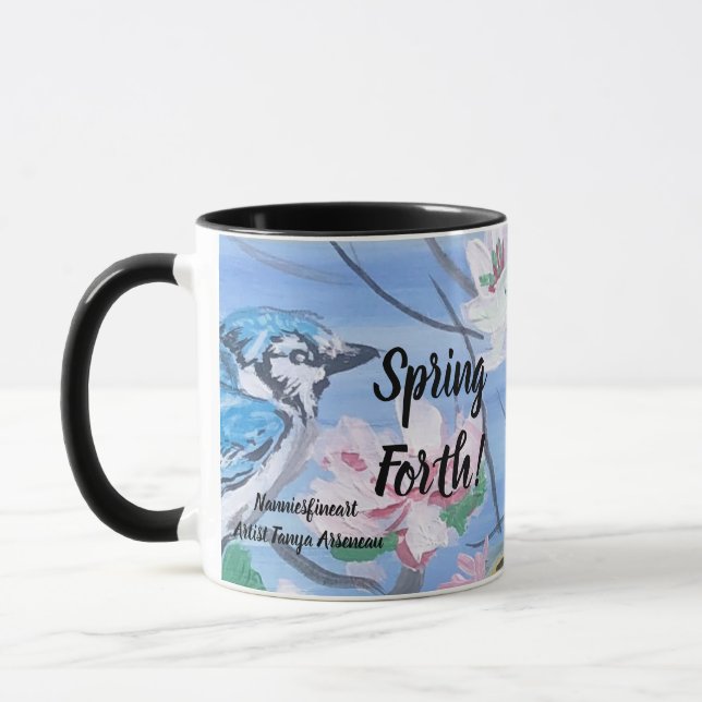 Affirmation '' Spring Forth'' HandPainted Art Mug (Left)