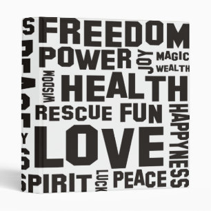 affirmations black - background clear binder