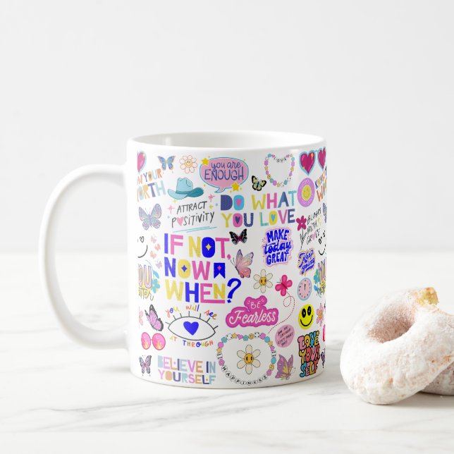 AFFIRMATIONS CAFÉ MUG (Avec donut)