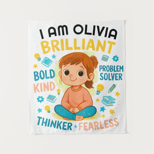 AFFIRMATIONS FOR GIRLS (Personalized) Tapestry (Front)
