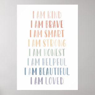 Affirmations for Kids, Rainbow Affirmations Poster