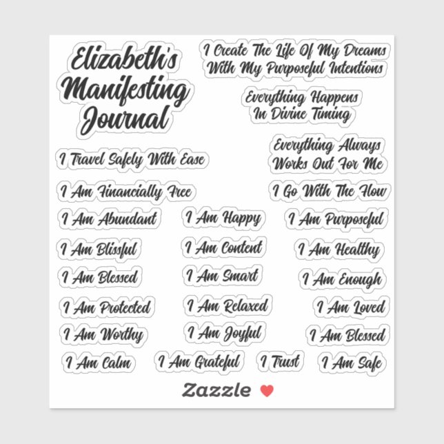 Affirmations For Vision Board And Journal Vinyl  (Sheet)