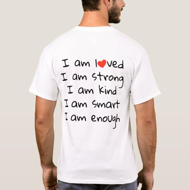 Affirmations Heart Typography Red Black T-Shirt (Back)