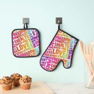 Affirmations of Life - positive words 3 Oven Mitt & Pot Holder Set