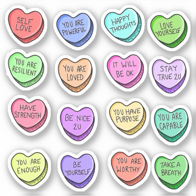 Affirmations positives Stickers de vinyle de coeur (Devant)