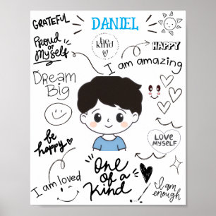 AFFIRMATIONS POSTER PERSONNALISÉ ENFANTS