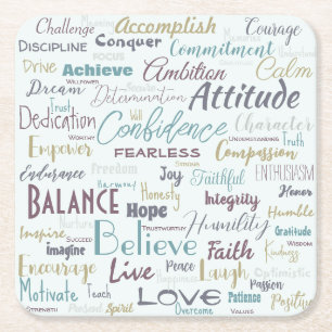 Affirmations square paper coaster