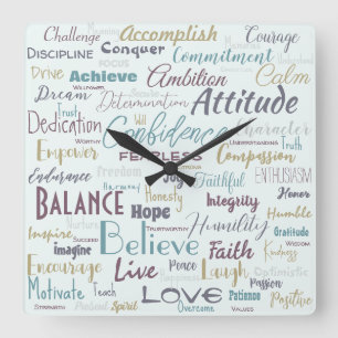 Affirmations   square wall clock