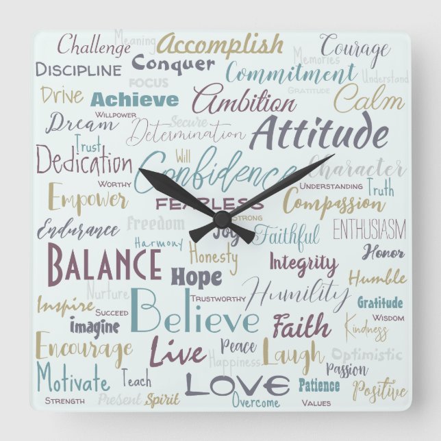 Affirmations Square Wall Clock (Front)
