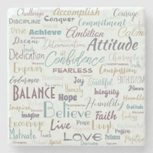 Affirmations stone coaster