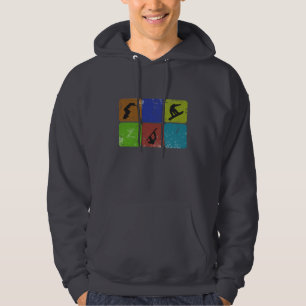Affligé faisant du surf des neiges le sweat -