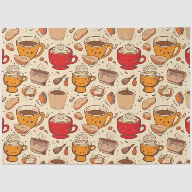Affogato Coffee No 2 ephemera collage pattern Tissue Paper (Front)