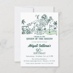 Affordable 90th Birthday Queen of the Green Golf Invitation