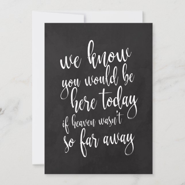 Affordable chalkboard memorial sign for wedding invitation (Front)