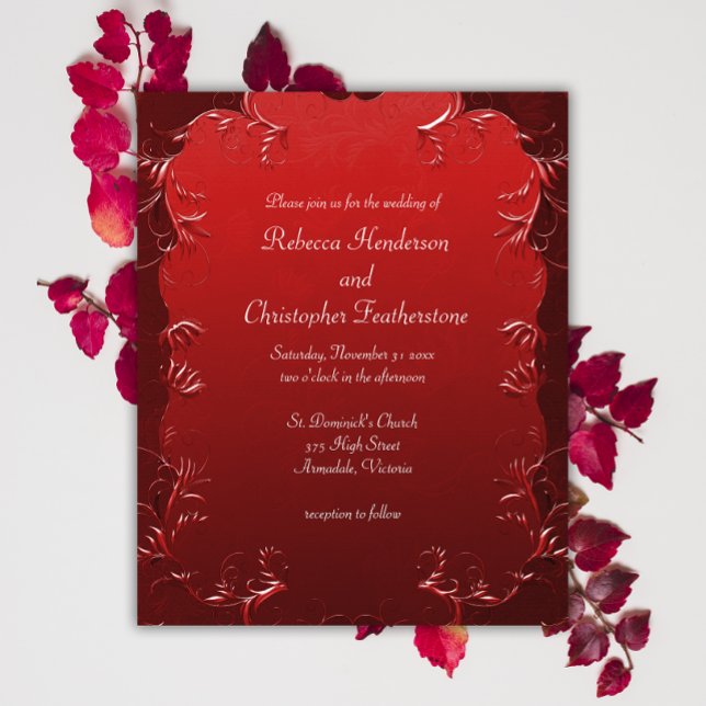 Affordable Elegant Red Parchment Wedding Invite  Flyer (Creator Uploaded)