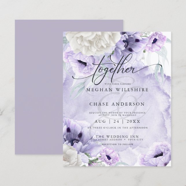 Affordable Elegant Watercolor Lilac Flowers (Front/Back)